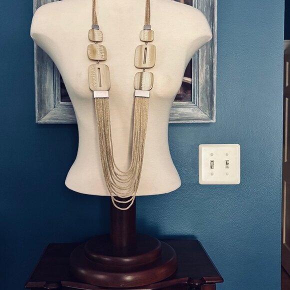 Lafayette 148 New York Multi Strand Marble Block Necklace - Picture 2 of 6